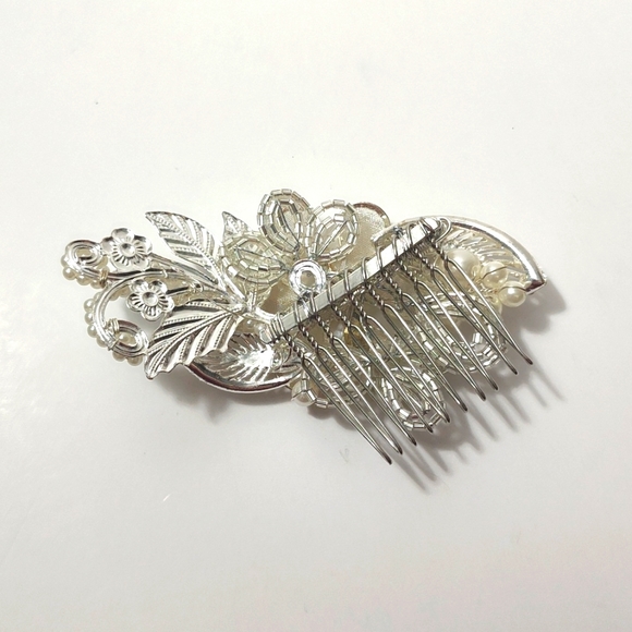 David's Bridal Mother of Pearl Mixed Media Flower Hair Comb STYLE# C9079 - Picture 6 of 11